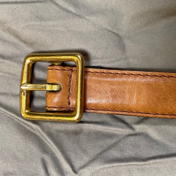 Unbranded Other - Full Grain Leather Belt Cognac Brown Solid Brass Buckle Mens Size Large Classic
